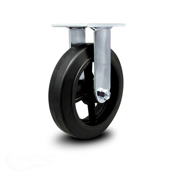 8 Inch Rubber on Steel Wheel Rigid Caster with Ball Bearing